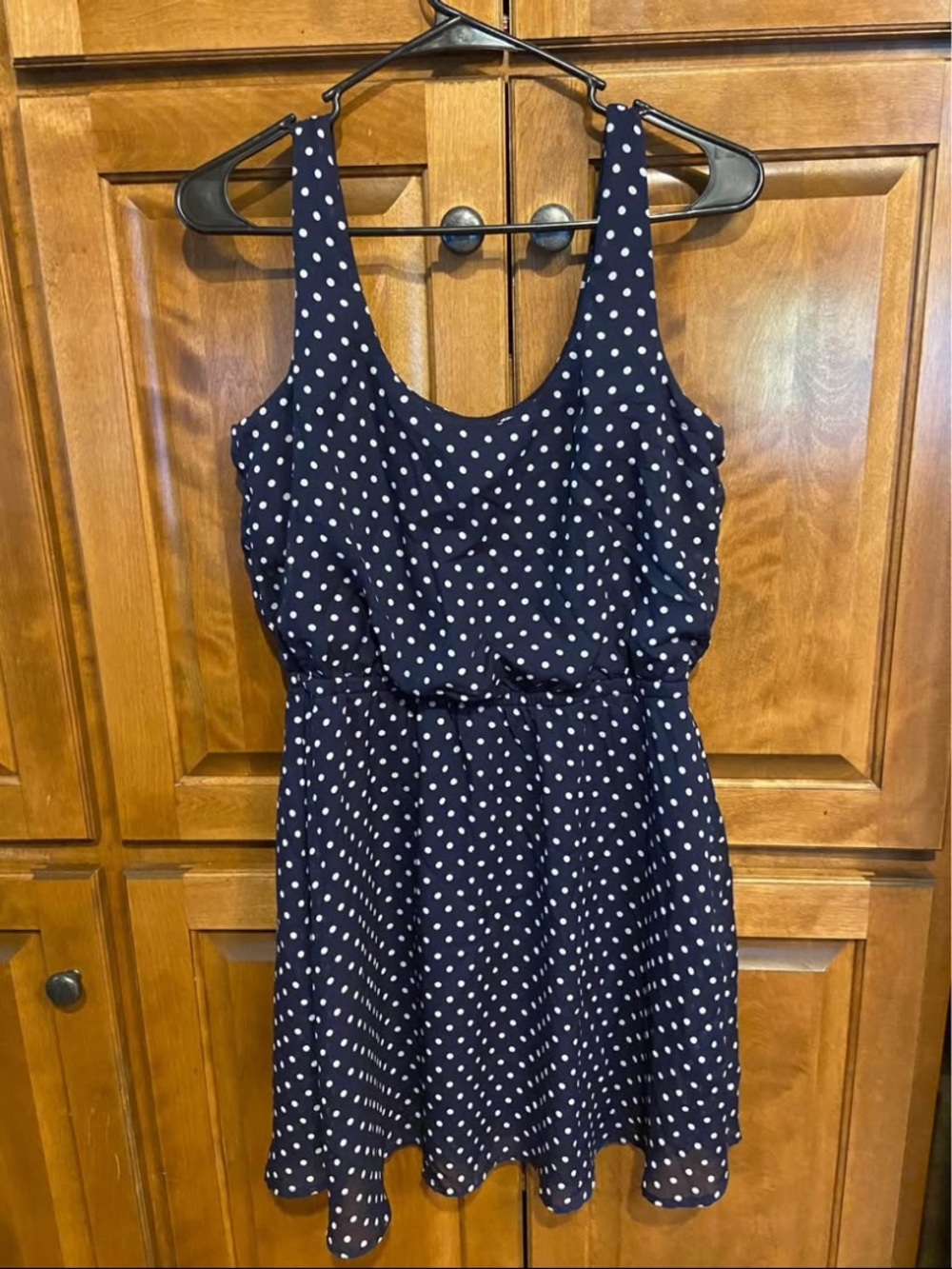 Mimi chica blue white polka dot dress, fits small medium. Great condition.